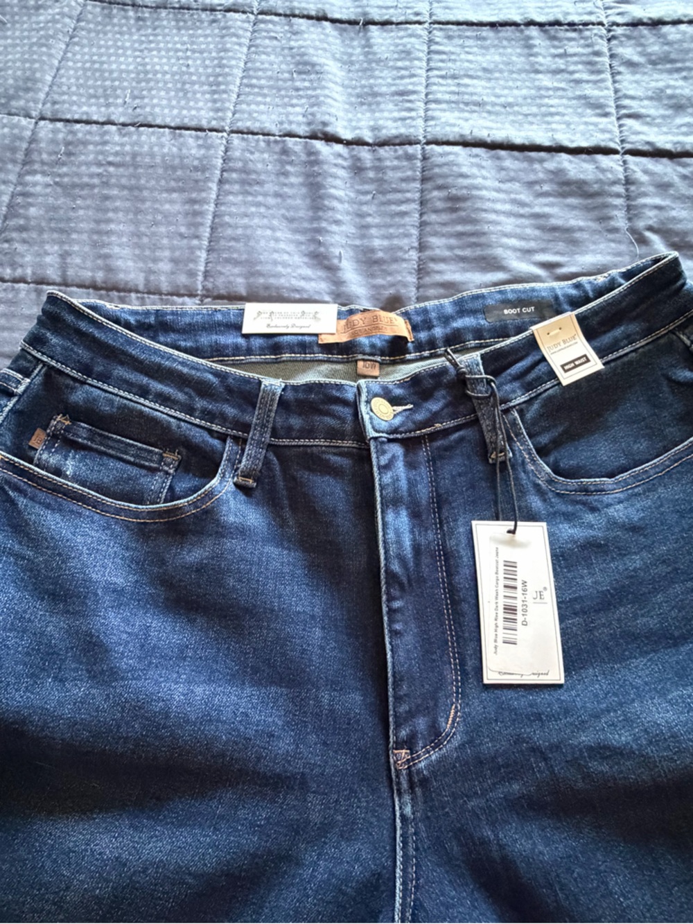 NWT Judy Blue Women’s Dark Wash Bootcut Cargo Jeans Size 16W - Picture 5 of 9